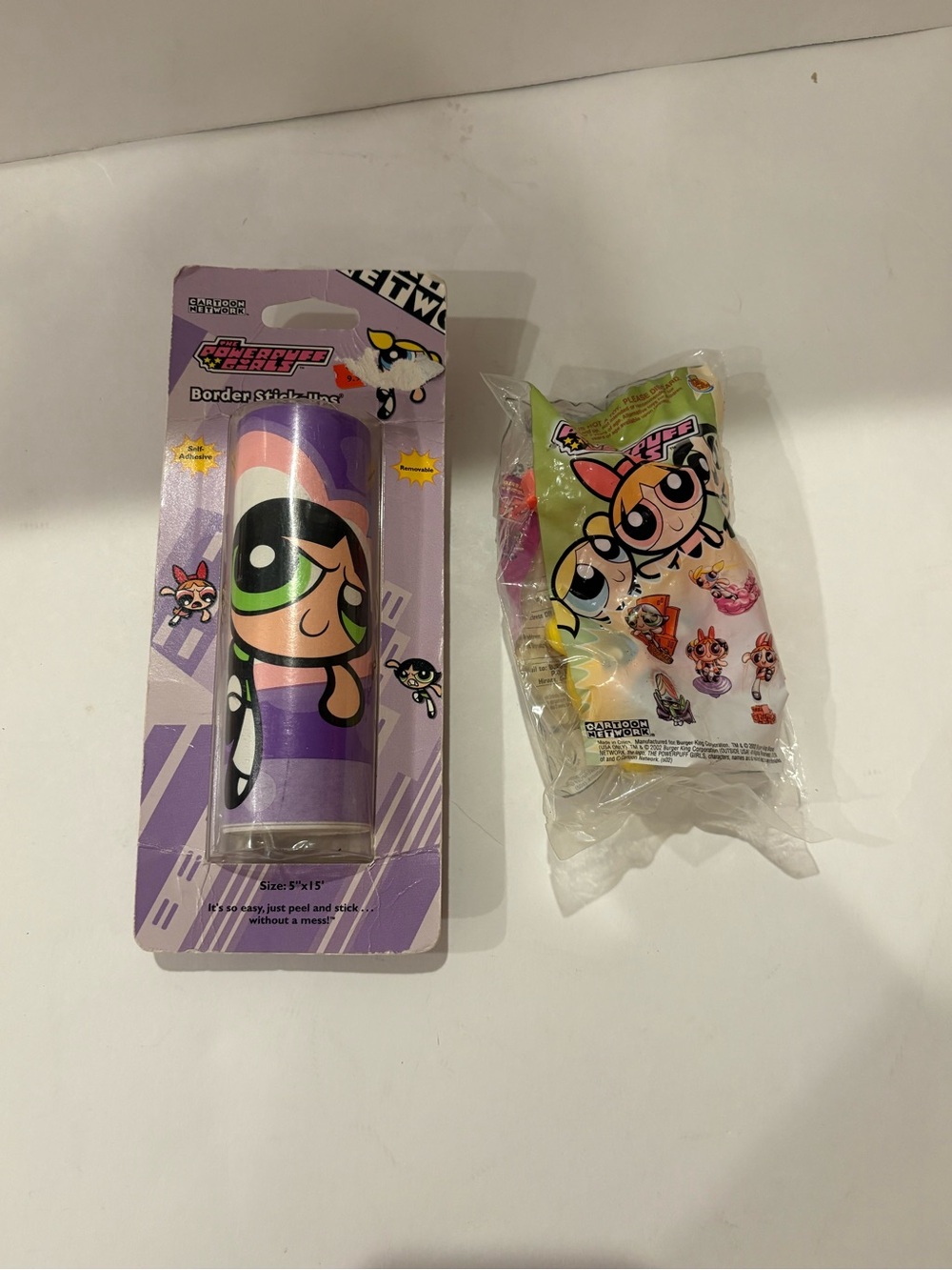 Brand New Powerpuff Girl Border Stick Ups and Bubbles Burger King Toy